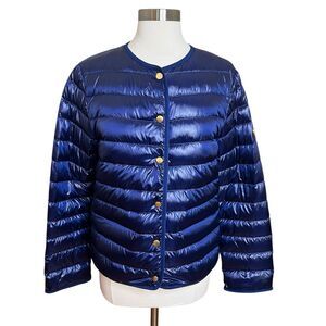Escada Sport Puffer Jacket Womens 38 US M Indigo Blue Goose Down Snap Front